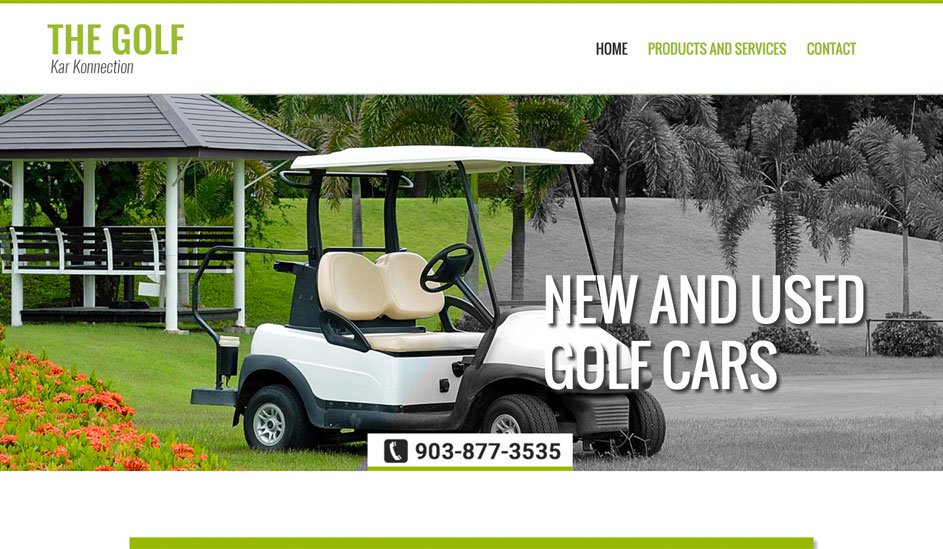 Website design template for golf cars sale