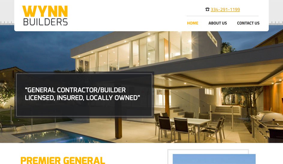 Website design template for a building company